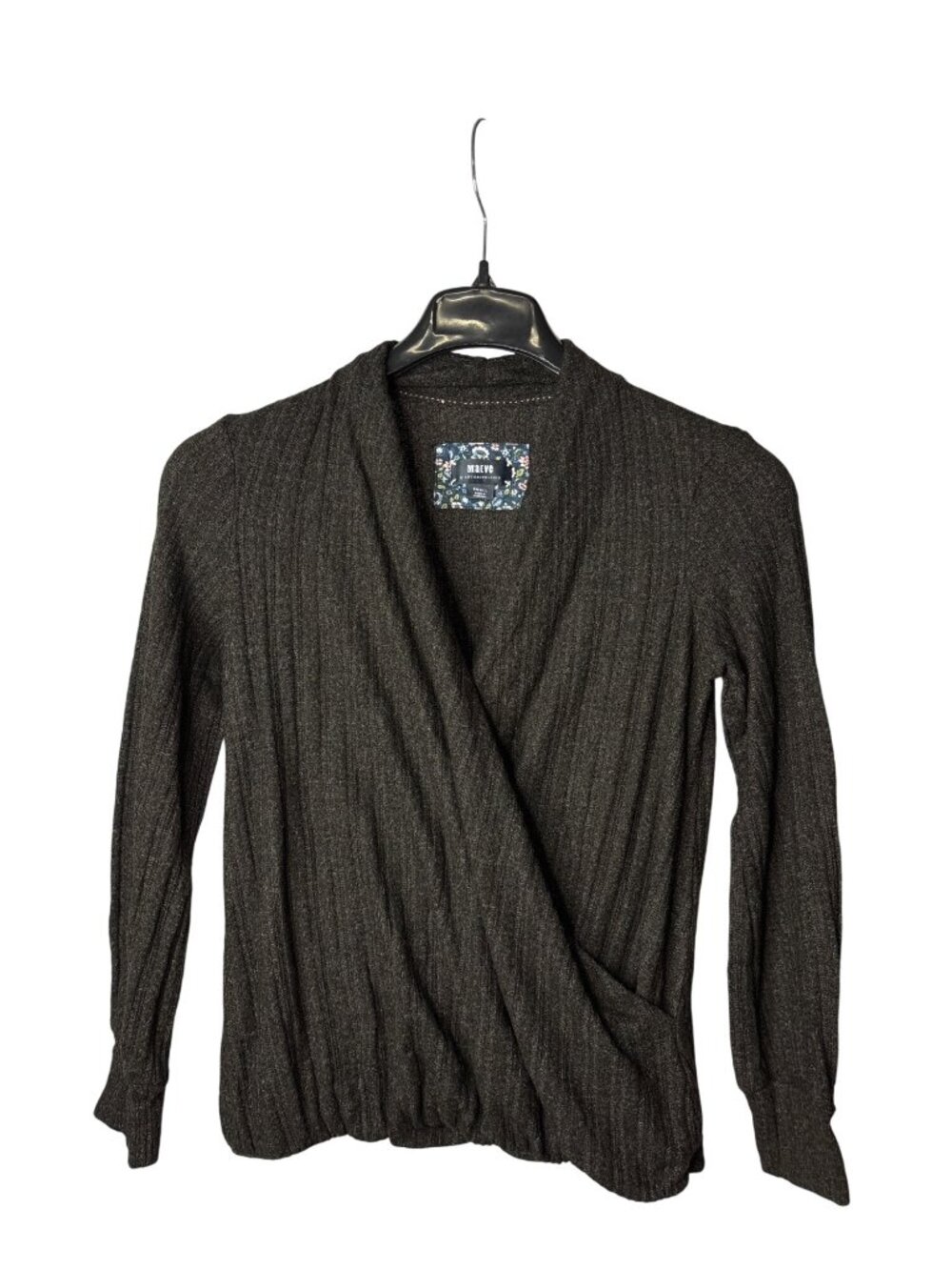 Anthropologie Maeve Rafela Hacci Surplice Top Blouse S Crossover Front Black